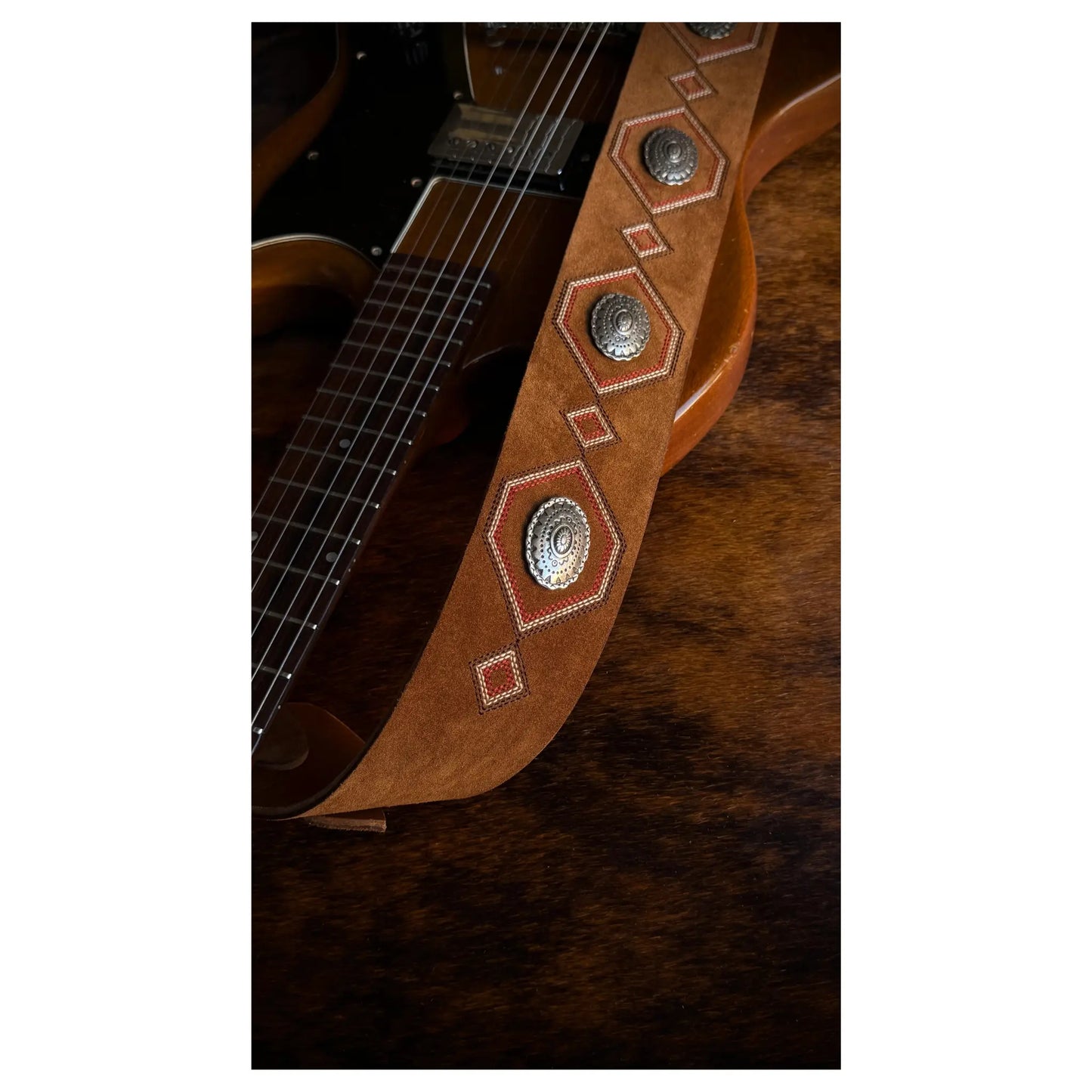 Blue Bell Straps Sigil - Amber Suede Guitar Straps Blue Bell Art of Guitar