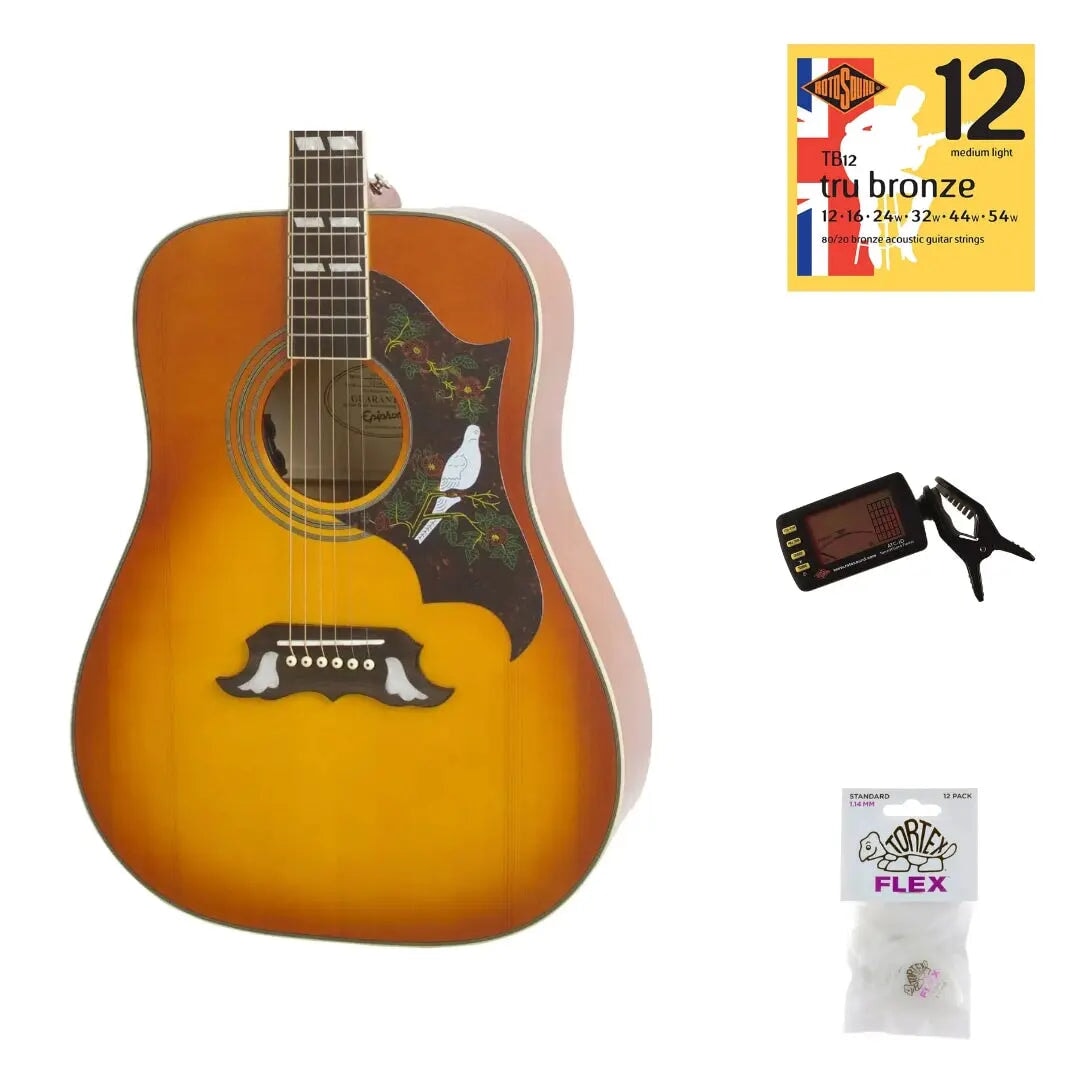 Epiphone Dove Studio Violin Burst (Solid Top Fishman Sonitone) (Bundle) Art of Guitar Art of Guitar