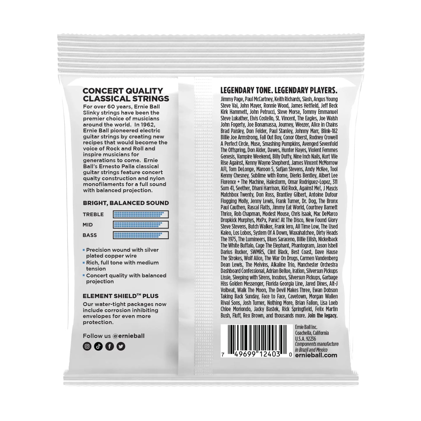 Ernesto Palla Nylon Classical Guitar Strings - Clear & Silver Guitar Strings Ernie Ball Art of Guitar
