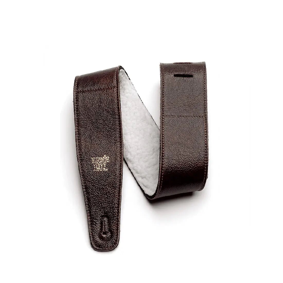 Ernie Ball 2.5" Adjustable Italian Leather Strap with Fur Padding - Chestnut Guitar Straps Ernie Ball Art of Guitar