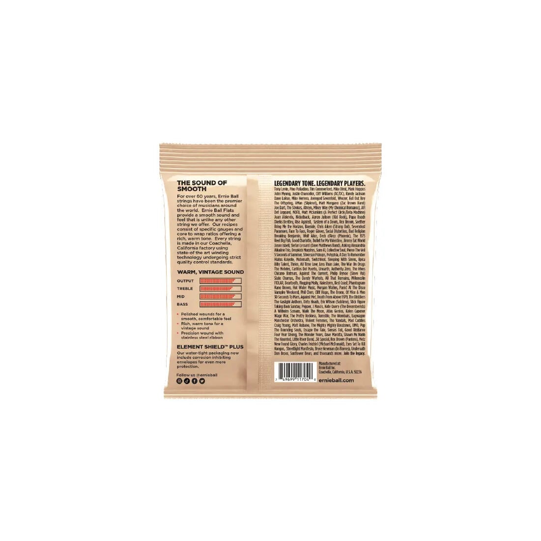 Ernie Ball Ernie Ball Flatwound Group 2.5 Electric Bass Strings - 45-105 Gauge Bass Guitar Strings Ernie Ball Art of Guitar
