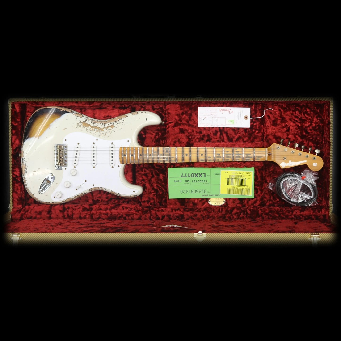 Fender Custom Shop 2024 Limited Edition 1954 Stratocaster Heavy Relic – ’55 Desert Tan Over 2-Tone Sunburst Electric Guitars Fender Art of Guitar