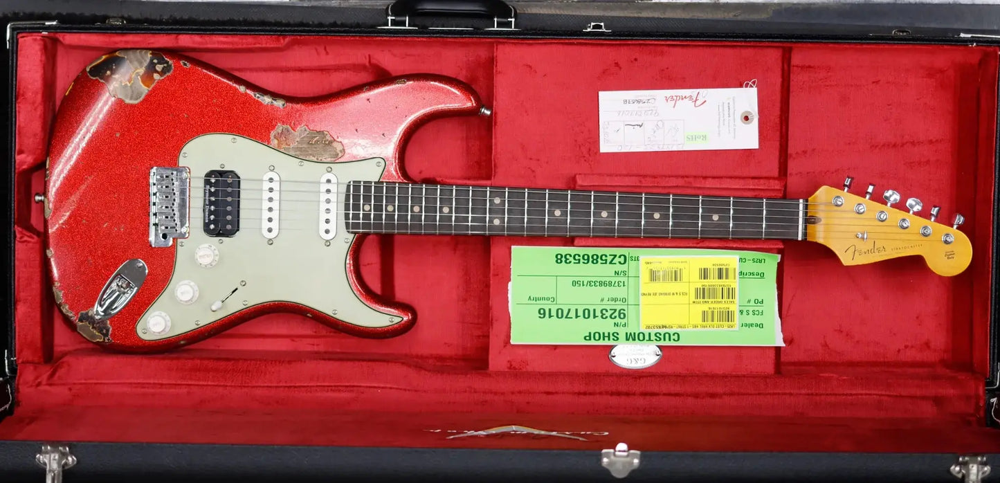 NAMM 2026 Fender Custom Shop Custom Deluxe Heavy Relic HBS-1 Stratocaster - Red Sparkle over 3 Tone Sunburst Electric Guitars Fender Art of Guitar