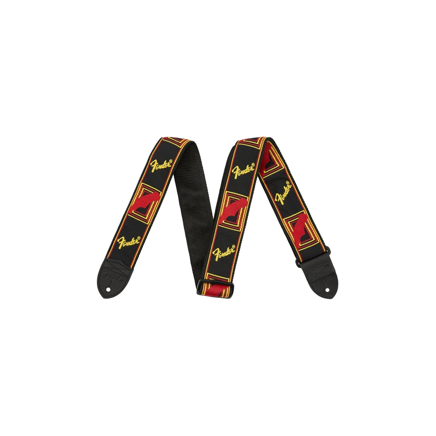 Fender Monogrammed Strap, Black/Yellow/Brown/Red, 2" Guitar Accessories Fender Art of Guitar