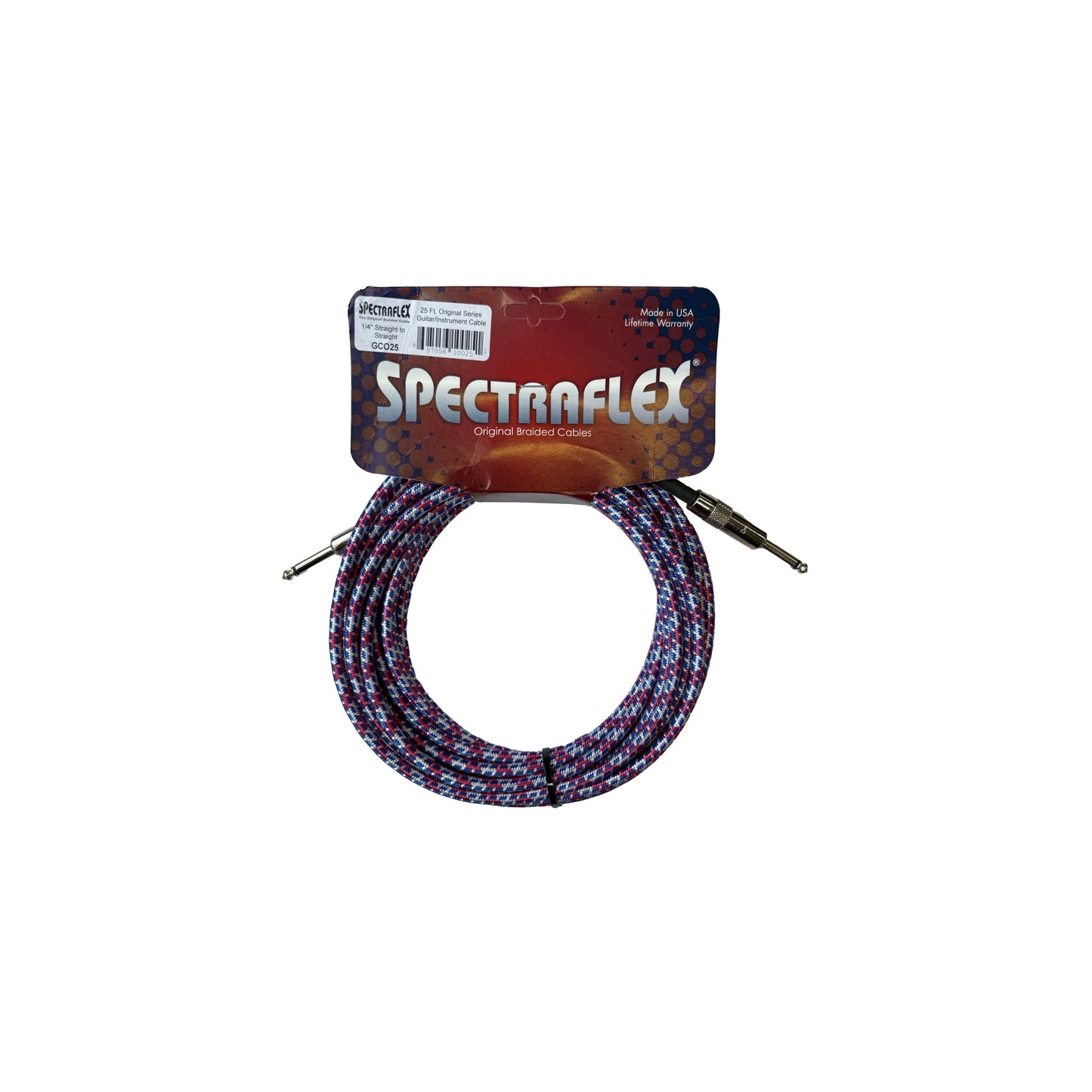 Spectraflex Original Series Braided Guitar Cable - Dual Straight Plugs - 25 Feet - GCO25 Guitar Cables Spectraflex Art of Guitar