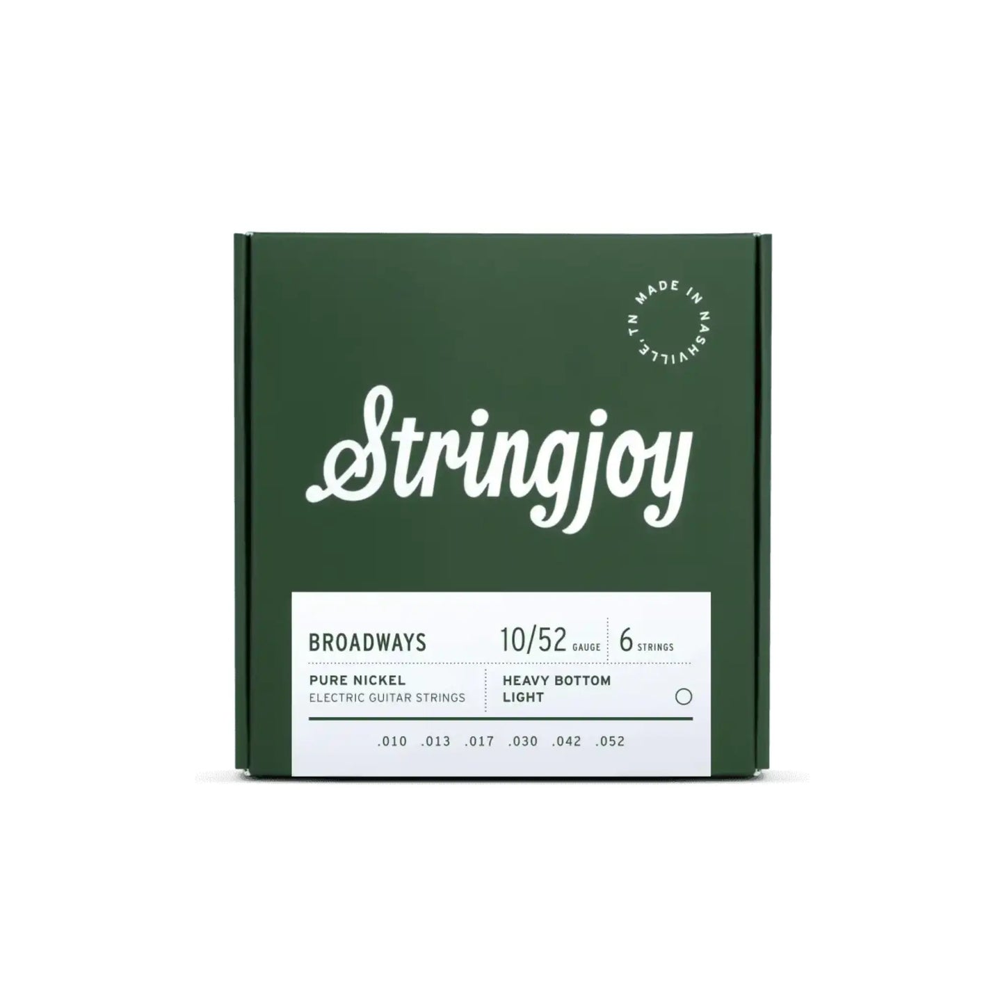 Stringjoy 10-52 Heavy Bottom Light Gauge Broadways - Pure Nickel Electric Guitar Strings Guitar Strings Stringjoy Art of Guitar