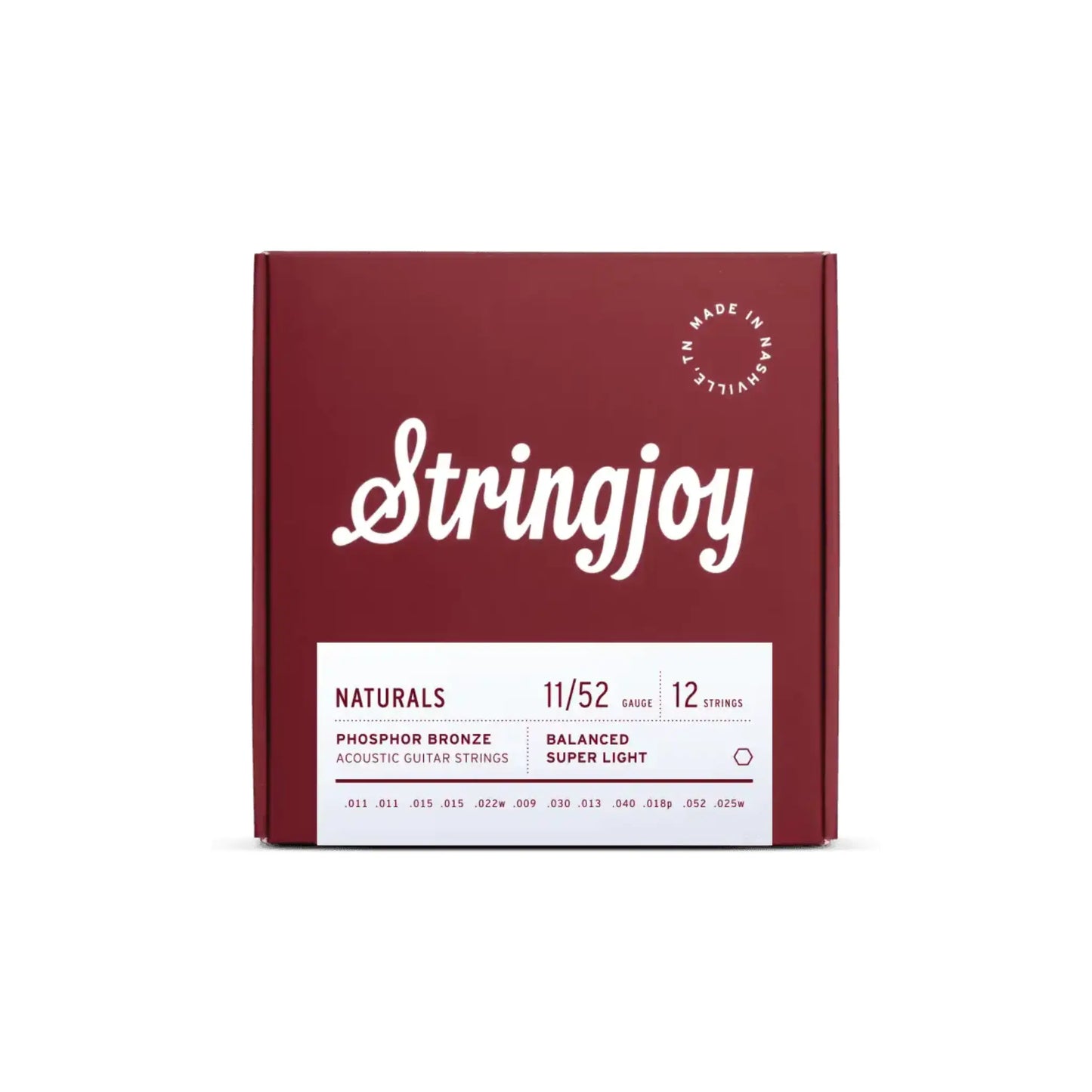 Stringjoy 11-52 12-String Super Light Gauge Naturals - Phosphor Bronze Acoustic Guitar Strings Guitar Strings Stringjoy Art of Guitar
