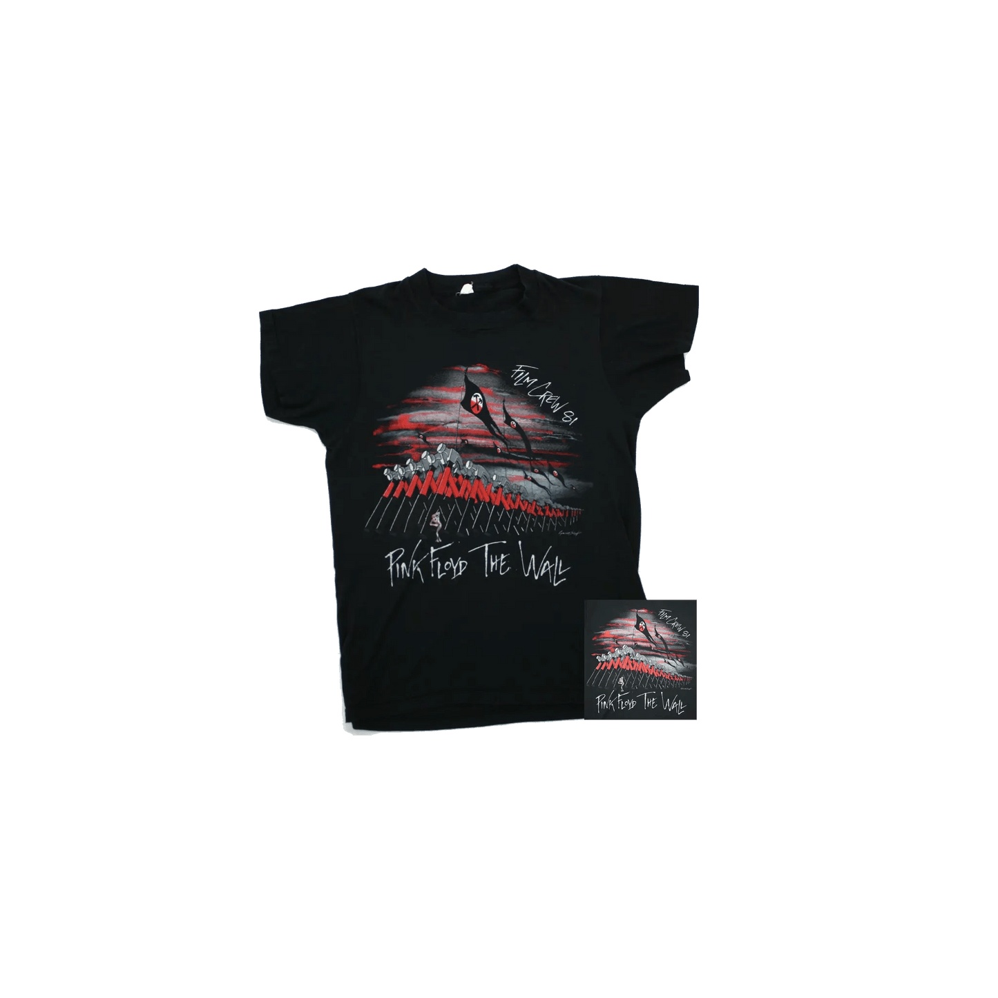 Pink Floyd rare 1981 Pink Floyd 'The Wall' Film Crew T-shirt Art of Guitar