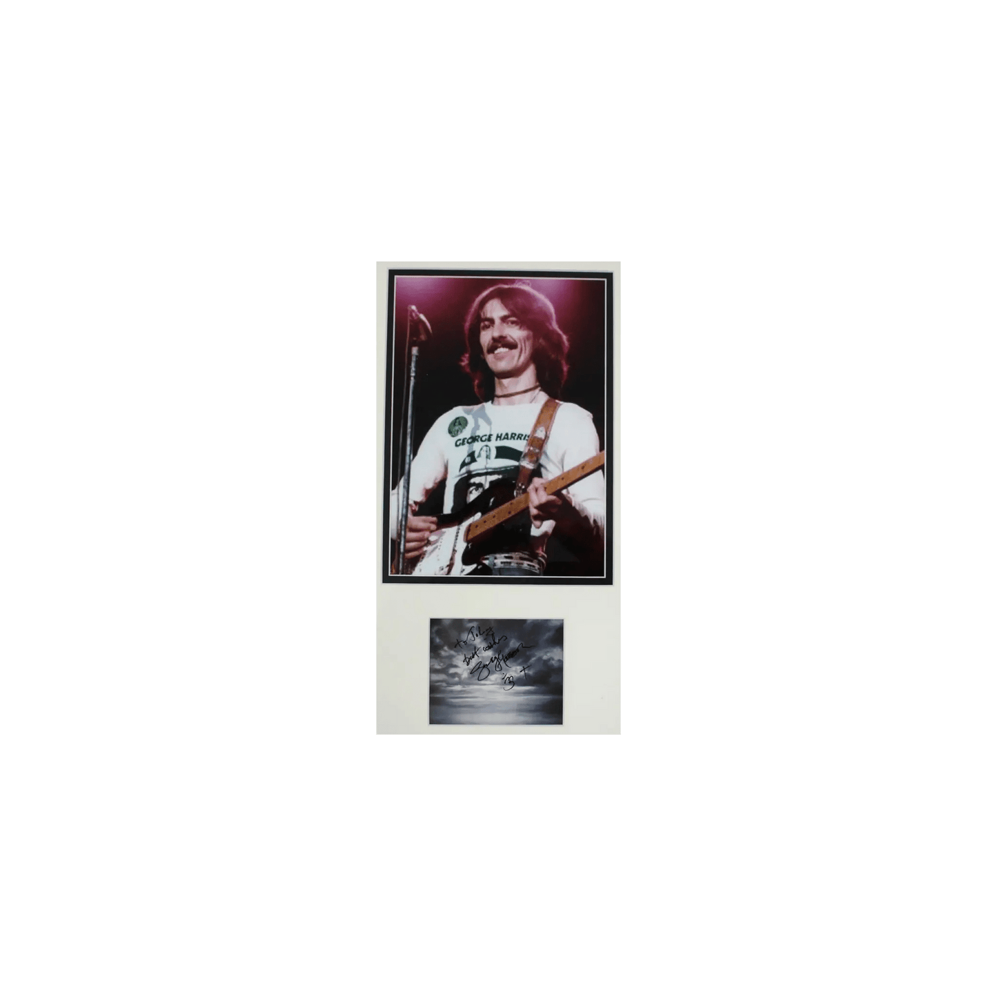 The Beatles Interest George Harrison Autograph With Dedication Art of Guitar