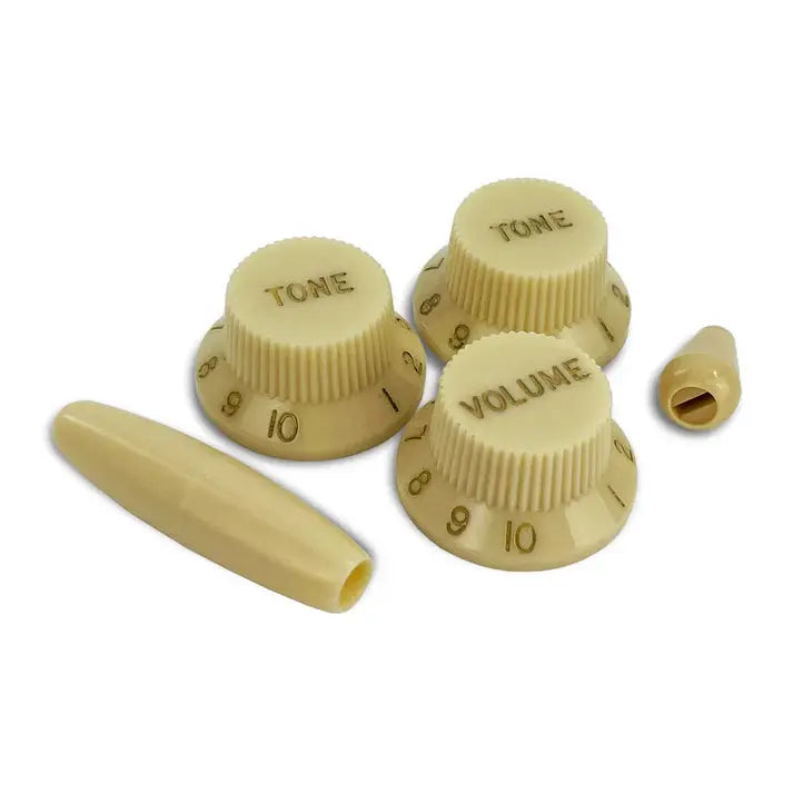 Allparts Complete Knob Set For Strat (5 pcs) - Vintage Cream Accessories ALL PARTS Art of Guitar