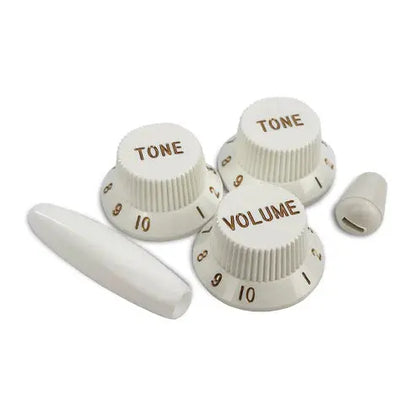Allparts Complete Knob Set For Strat (5 pcs) - White Accessories ALL PARTS Art of Guitar