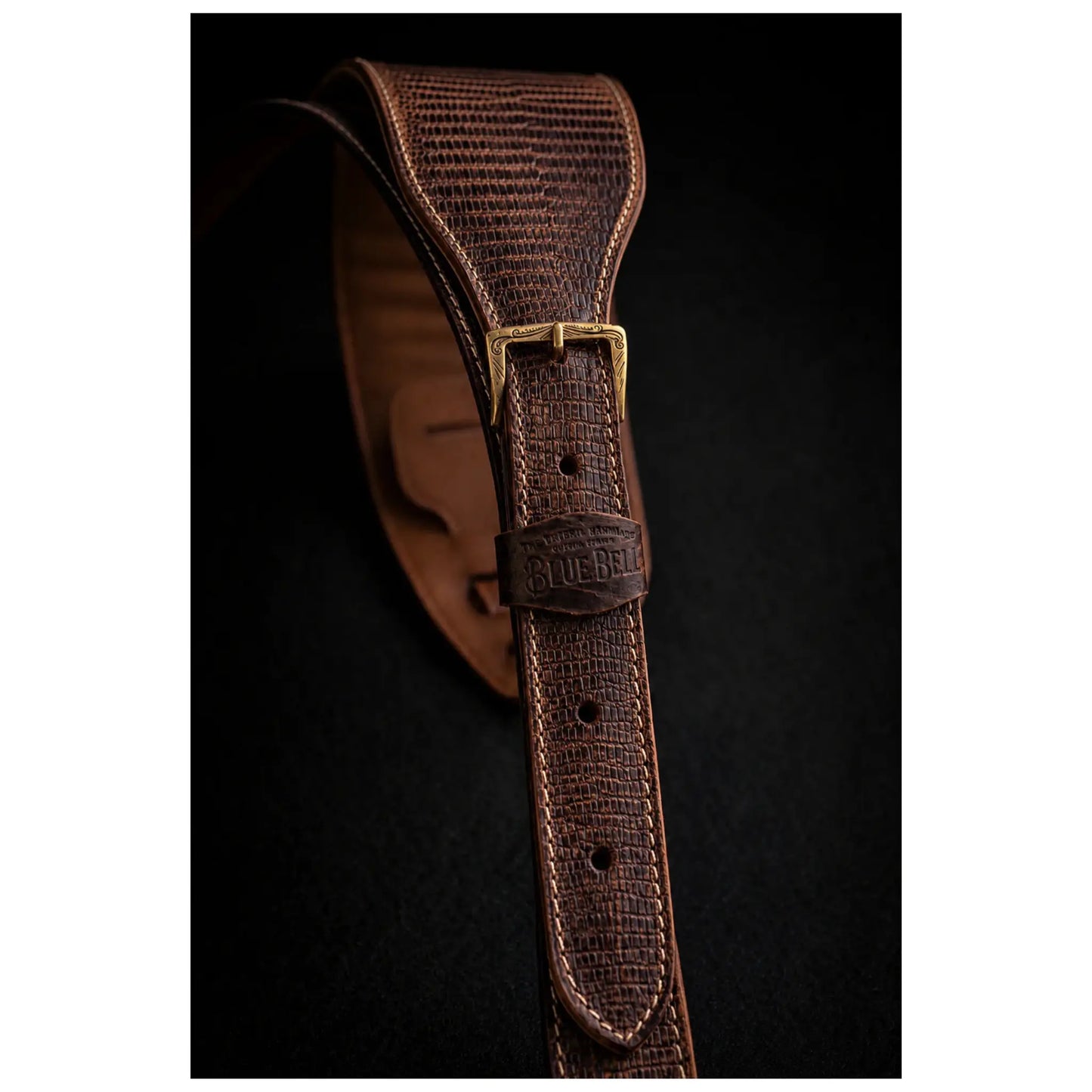 Blue Bell Johnson Lizard Tobacco Aged Guitar Straps Blue Bell Art of Guitar