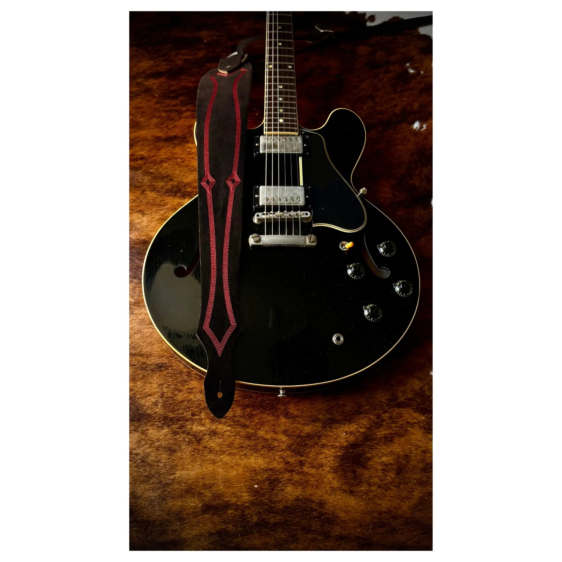 Blue Bell Straps Royal - Black Suede Guitar Straps Blue Bell Art of Guitar