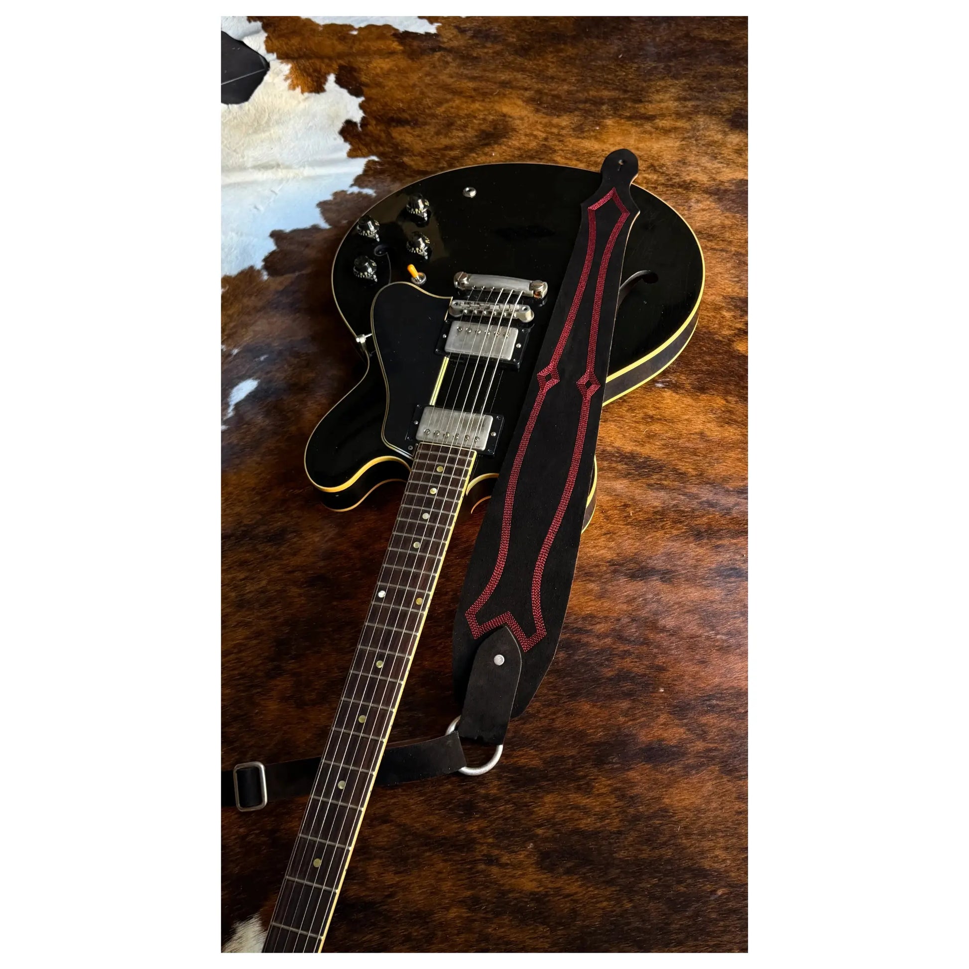 Blue Bell Straps Royal - Black Suede Guitar Straps Blue Bell Art of Guitar