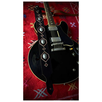 Blue Bell Straps Sigil - Black Suede Guitar Straps Blue Bell Art of Guitar