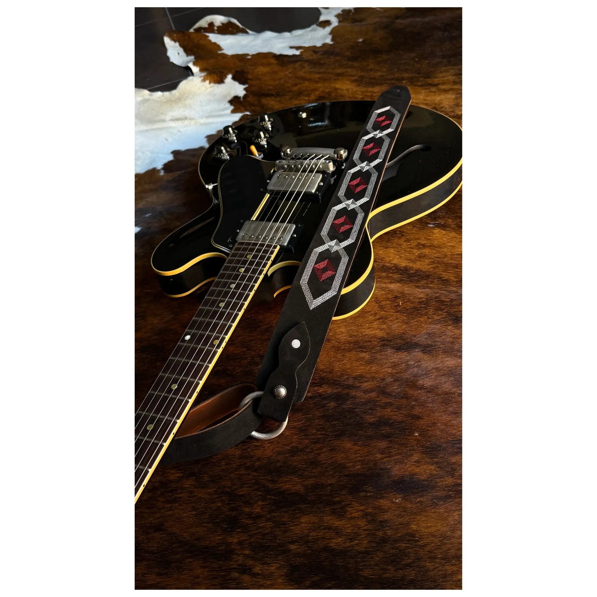 Blue Bell Straps Talisman - Black Suede Guitar Straps Blue Bell Art of Guitar