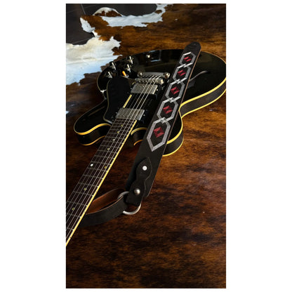 Blue Bell Straps Talisman - Black Suede Guitar Straps Blue Bell Art of Guitar