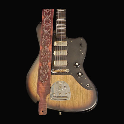 Blue Bell Straps Talisman - Cherry Lizard Studded Aged Guitar Straps Blue Bell Art of Guitar