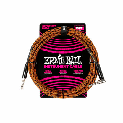 Braided Instrument Cable, Straight/Angle 10ft - Pumpkin Pie Guitar Accessories Ernie Ball Art of Guitar