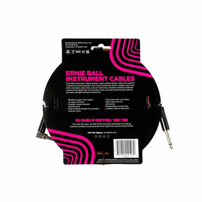 Braided Instrument Cable, Straight/Angle 10ft - Pumpkin Pie Guitar Accessories Ernie Ball Art of Guitar