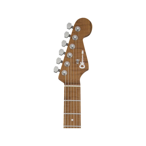 Charvel USA Select DK24 HH 2PT CM, Caramelized Flame Maple Fingerboard, Satin White Electric Guitars Charvel Art of Guitar