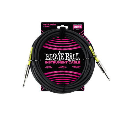 Classic Instrument Cable Straight/Straight 20ft - Black Guitar Accessories Ernie Ball Art of Guitar
