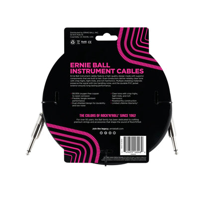 Classic Instrument Cable Straight/Straight 20ft - Black Guitar Accessories Ernie Ball Art of Guitar