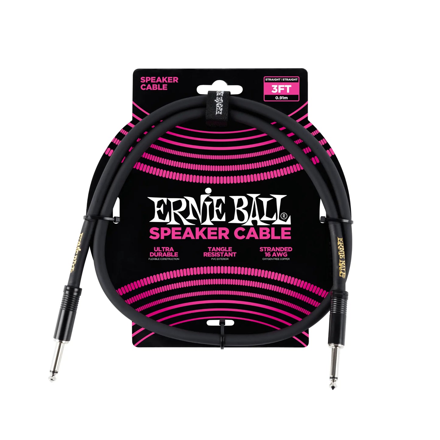 Classic Speaker Cable Straight/Straight 3ft - Black Guitar Accessories Ernie Ball Art of Guitar
