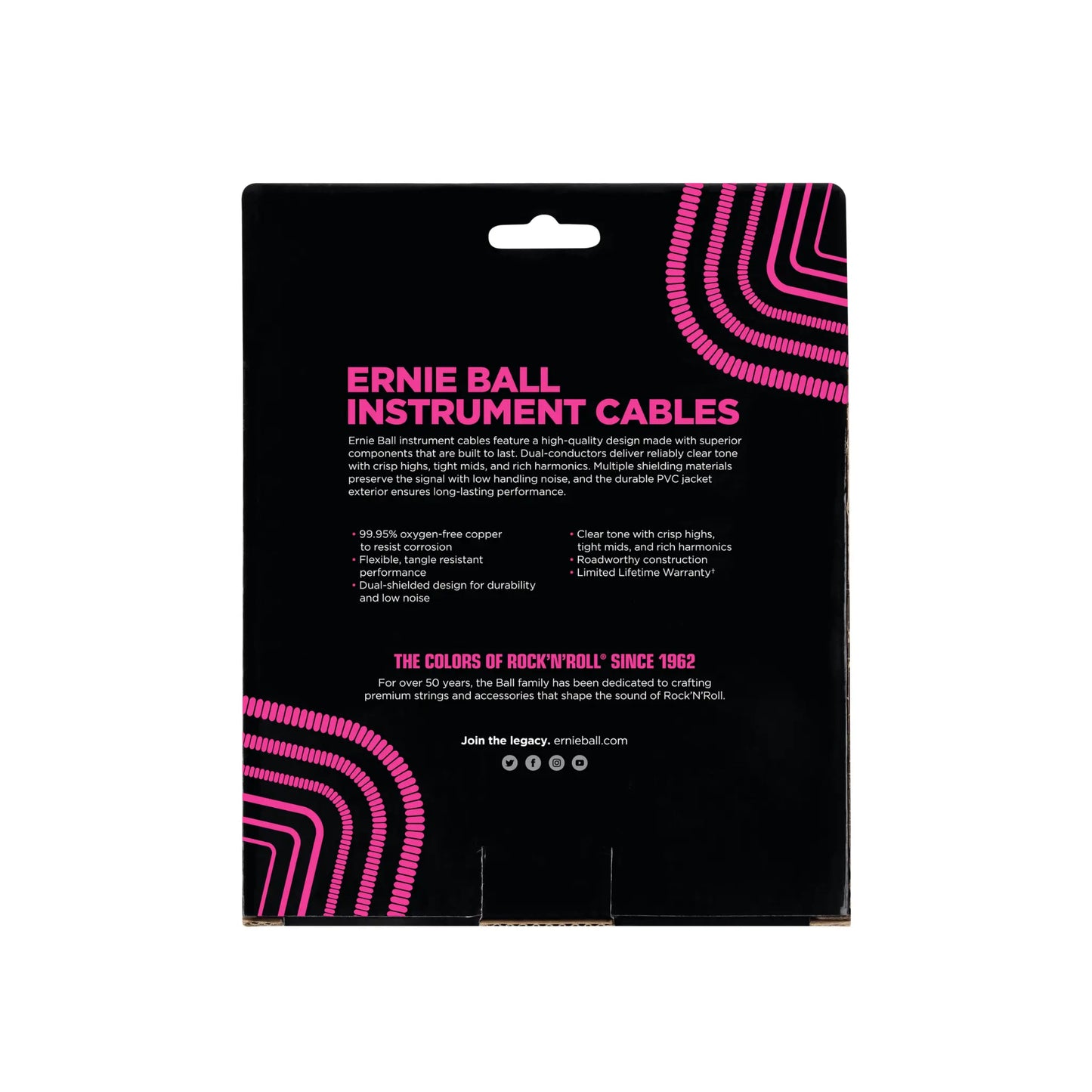 Coiled Instrument Cable Straight/Straight 30ft - Black Guitar Accessories Ernie Ball Art of Guitar