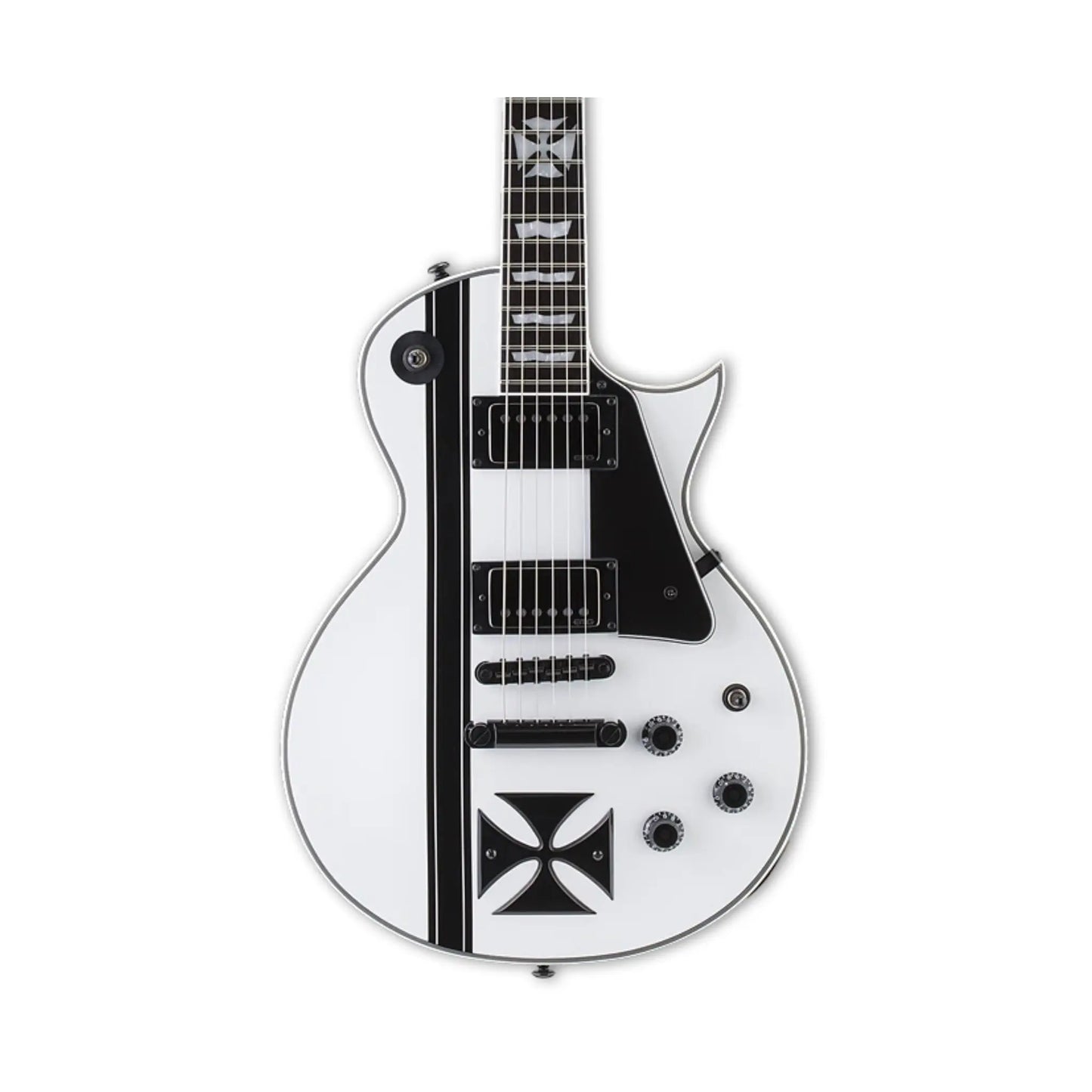 ESP LTD Iron Cross James Hetfield Signature Electric Guitar – Snow White with Black Stripes - (Re-Loved) Electric Guitars ESP LTD Art of Guitar
