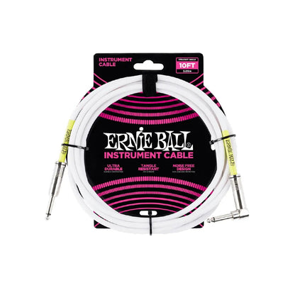 Ernie Ball 10' Straight / Angle Instrument Cable - White Guitar Cables Ernie Ball Art of Guitar