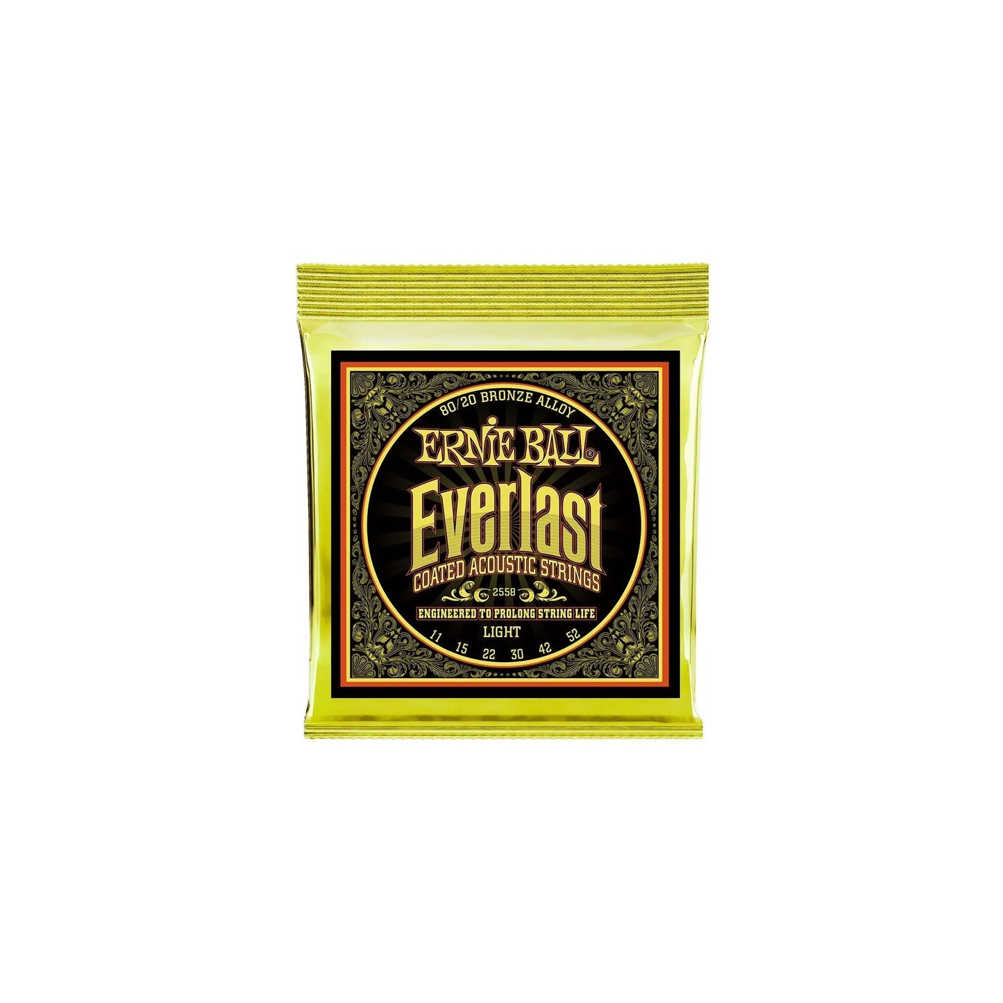 Ernie Ball Everlast 11-52 Gauge Light Coated 80/20 Bronze Acoustic Guitar Strings Ernie Ball