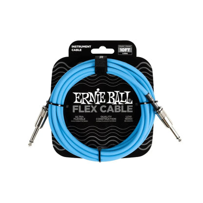 Ernie Ball Flex Instrument Cable Straight/Straight 10ft - Blue Cables Ernie Ball Art of Guitar
