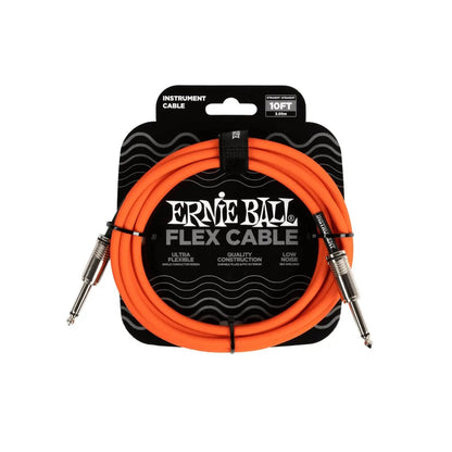 Ernie Ball Flex Instrument Cable Straight/Straight 10ft - Orange Cables Ernie Ball Art of Guitar