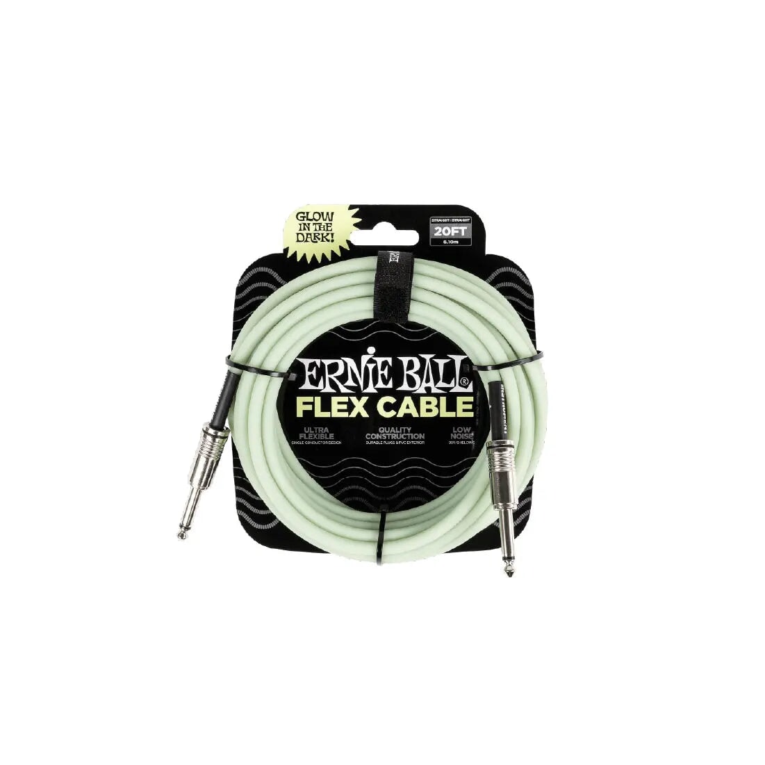 Ernie Ball Flex Instrument Cable Straight/Straight 20ft - Glow in Dark Guitar Cables Ernie Ball Art of Guitar