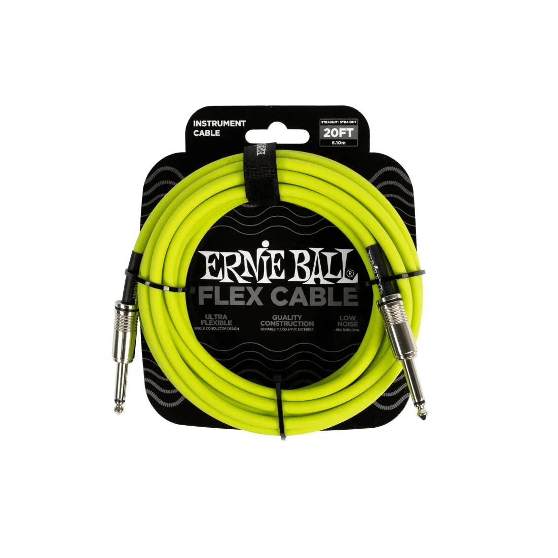 Ernie Ball Flex Instrument Cable Straight/Straight 20ft - Green Cables Ernie Ball Art of Guitar