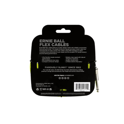 Ernie Ball Flex Instrument Cable Straight/Straight 20ft - Green Cables Ernie Ball Art of Guitar