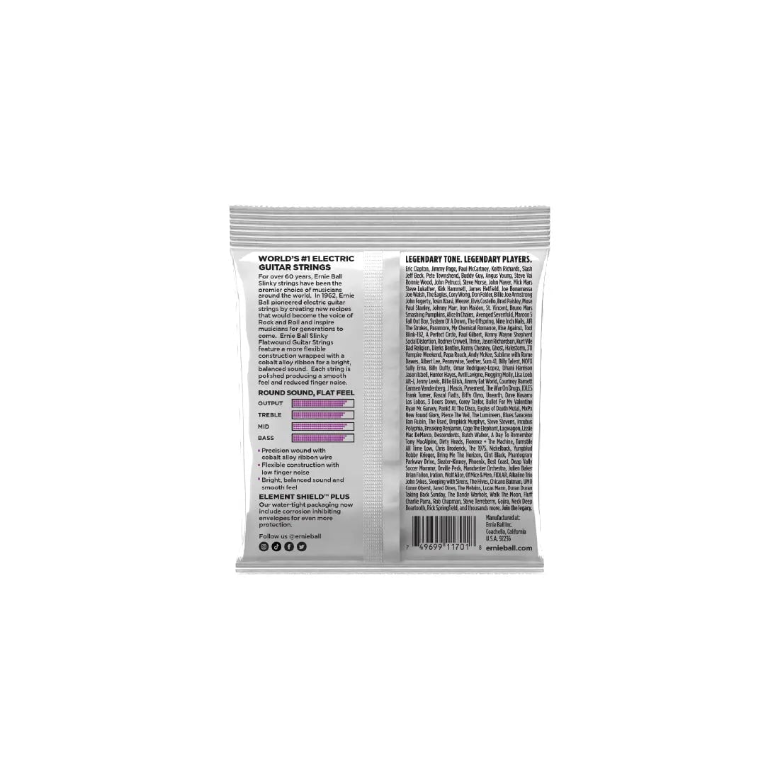 Ernie Ball Power Slinky Flatwound Electric Guitar Strings - 11-48 gauge Electric Guitar Strings Ernie Ball Art of Guitar