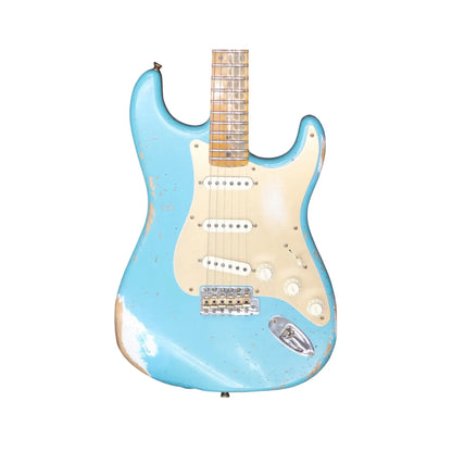 Fender Custom Shop 2023 Limited Edition 1958 Stratocaster Heavy Relic - Super Faded Aged Taos Turquoise Electric Guitars Fender Art of Guitar