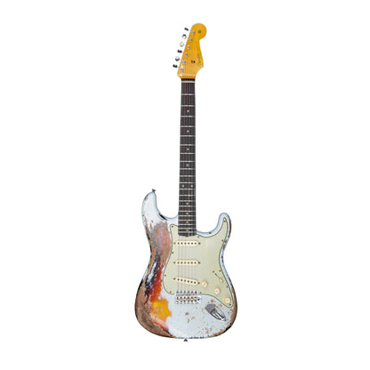 Fender Custom Shop 2023 Limited Edition 1961 Stratocaster Super Heavy Relic – Aged Sonic Blue Over 3-Color Sunburst Electric Guitars Fender Art of Guitar