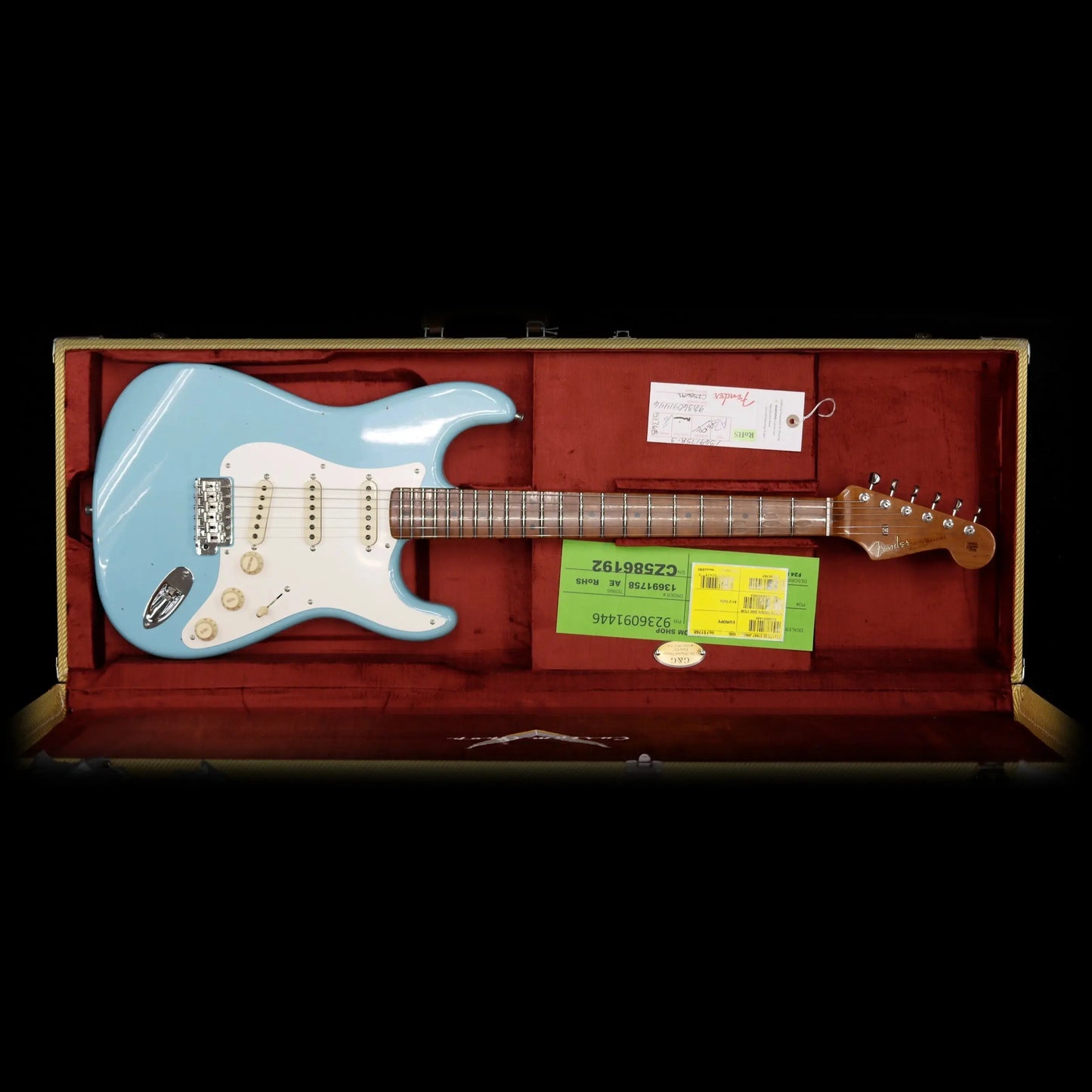 Fender Custom Shop 2024 Limited Edition 1958 Stratocaster Journeyman Relic w/Closet Classic HW - Aged Daphne Blue Electric Guitars Fender Art of Guitar