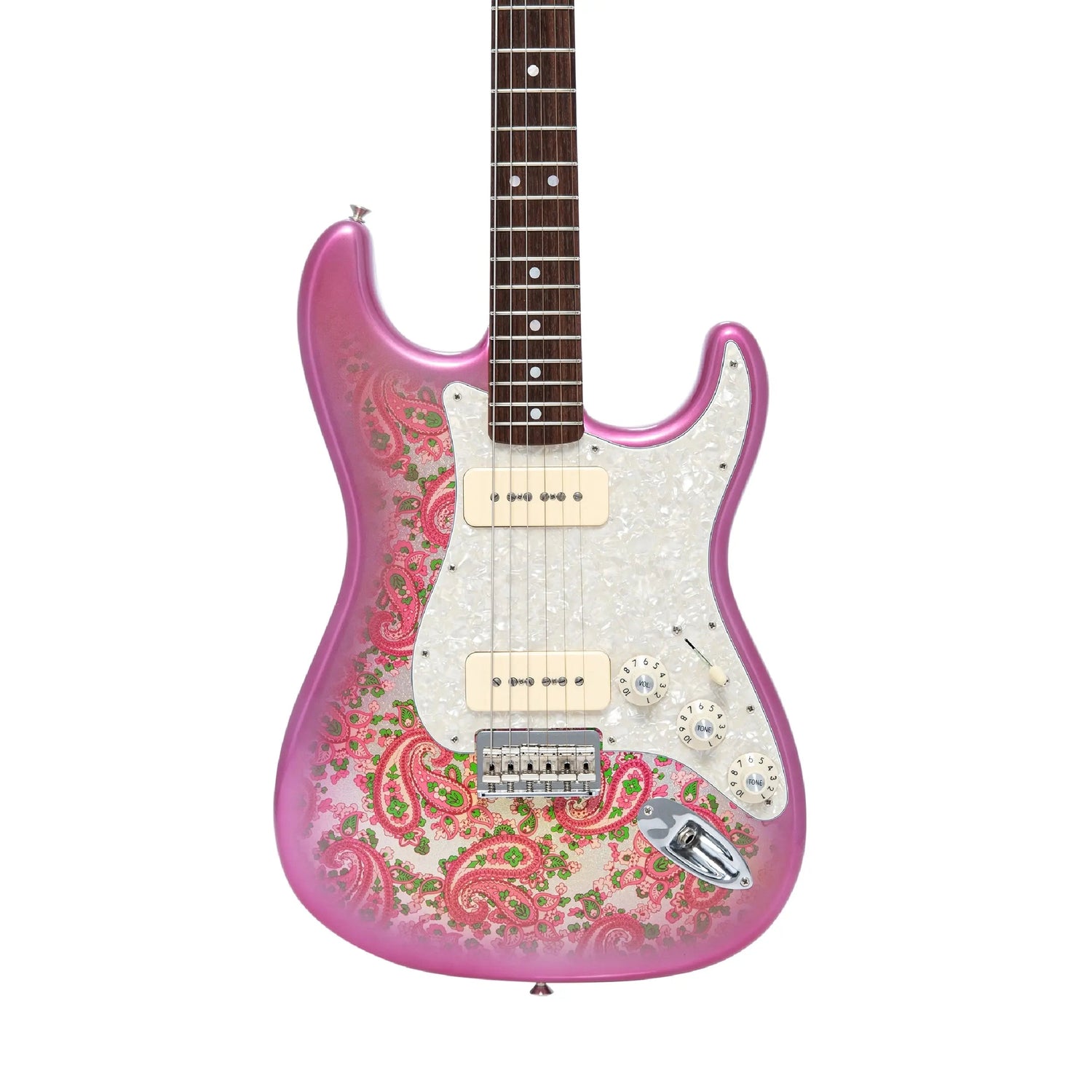 Fender Custom Shop Levi Perry '63 Paisley Strat, Dual P90, Relic Aged Pink Electric Guitars Fender Art of Guitar