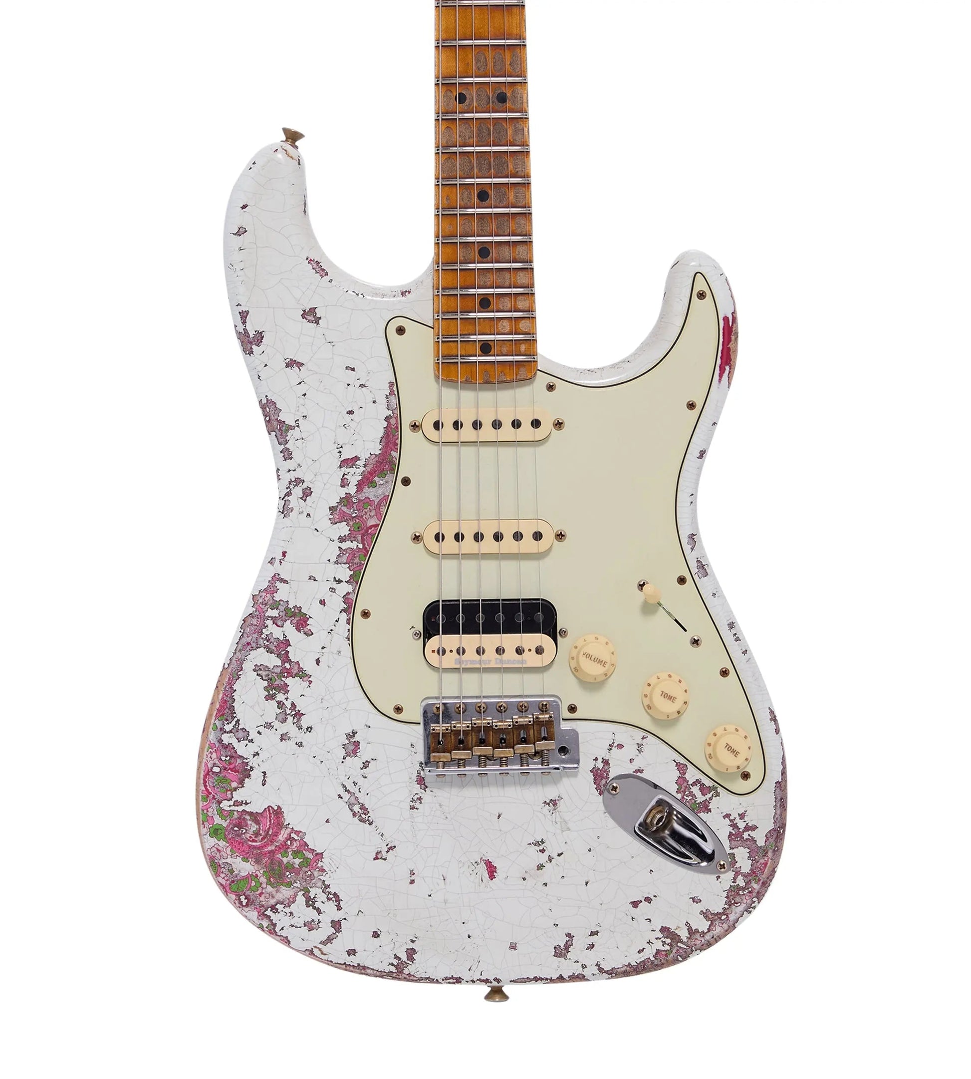 Fender Limited Edition 60s Stratocaster Super Heavy Relic Olympic White over Pink Paisley Electric Guitars Fender Art of Guitar