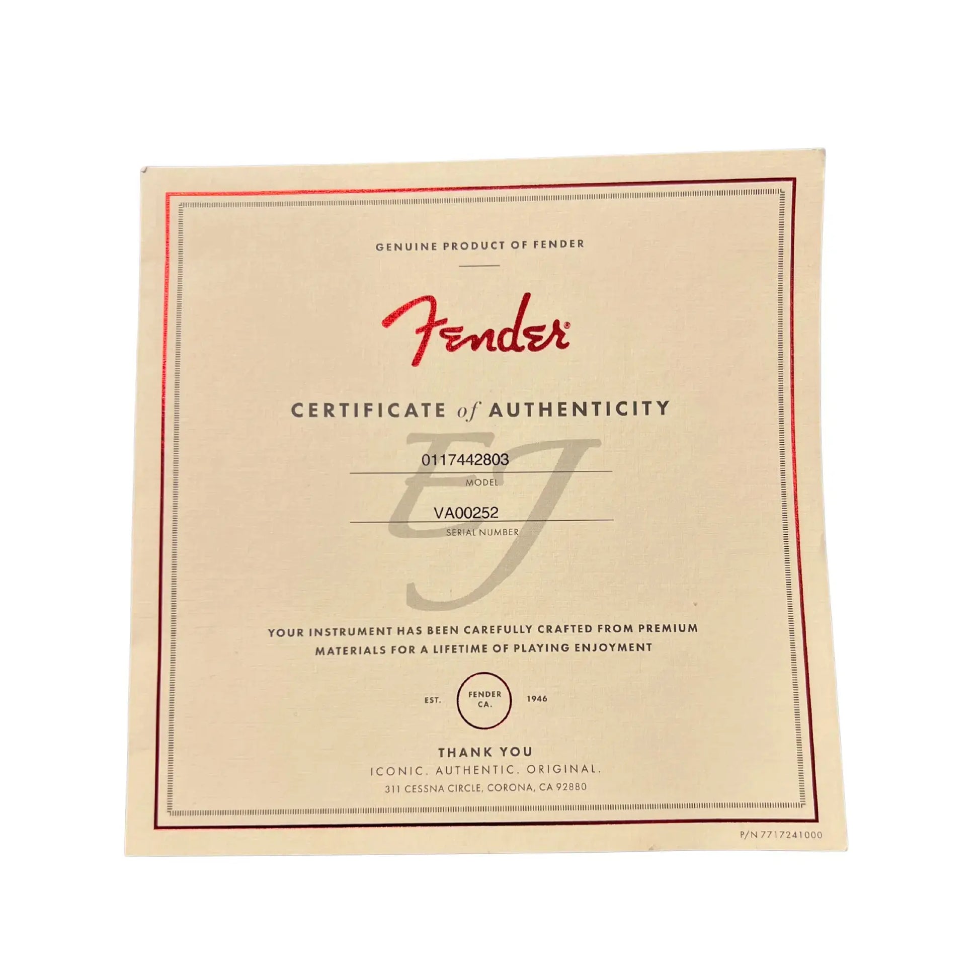 Fender Strat EJ 1954 Virginia (Re-loved) Electric Guitars Fender Art of Guitar