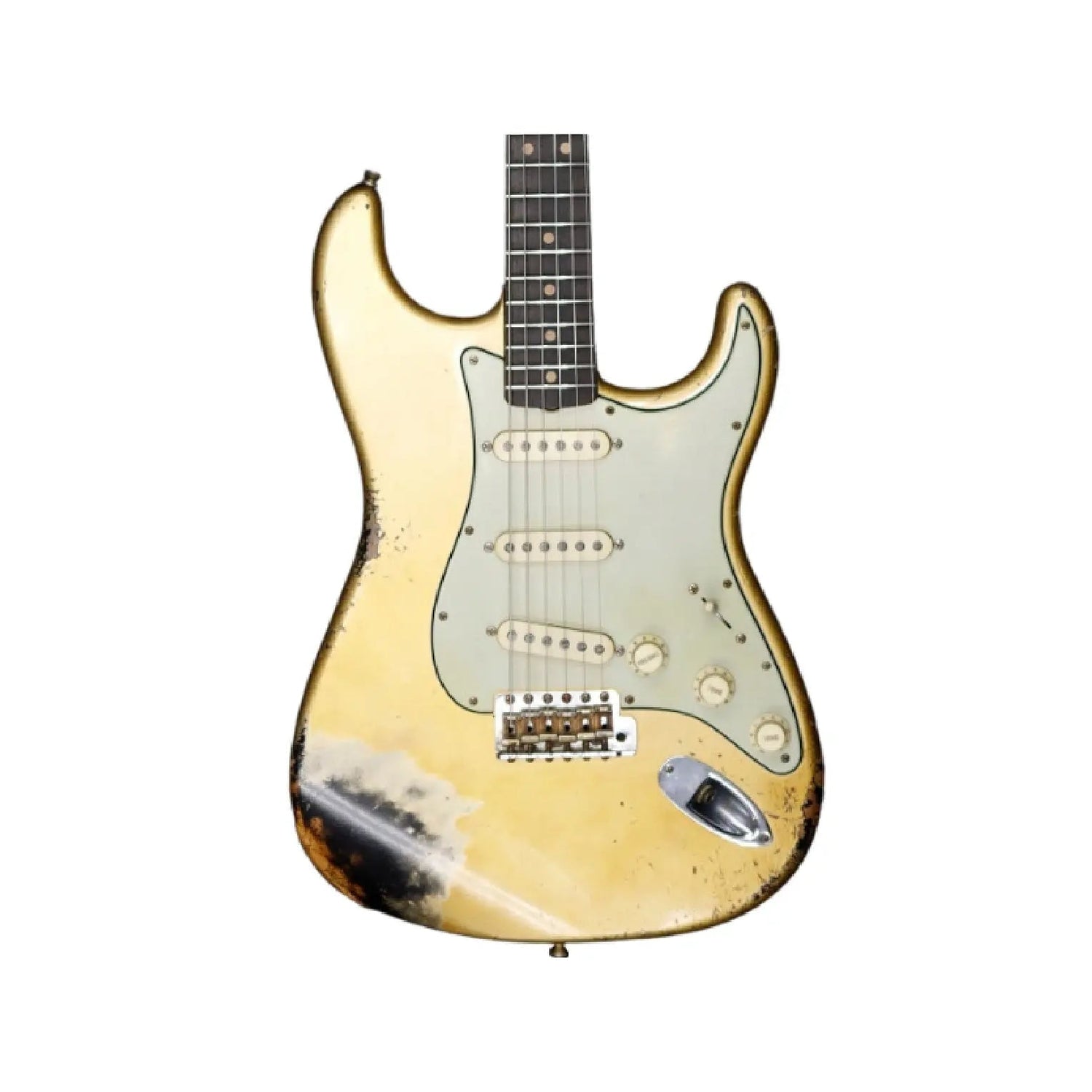 Fender Yuriy Shishkov Limited Edition 1963 Stratocaster Heavy Relic Aztec Gold over Black Electric Guitars Fender Art of Guitar