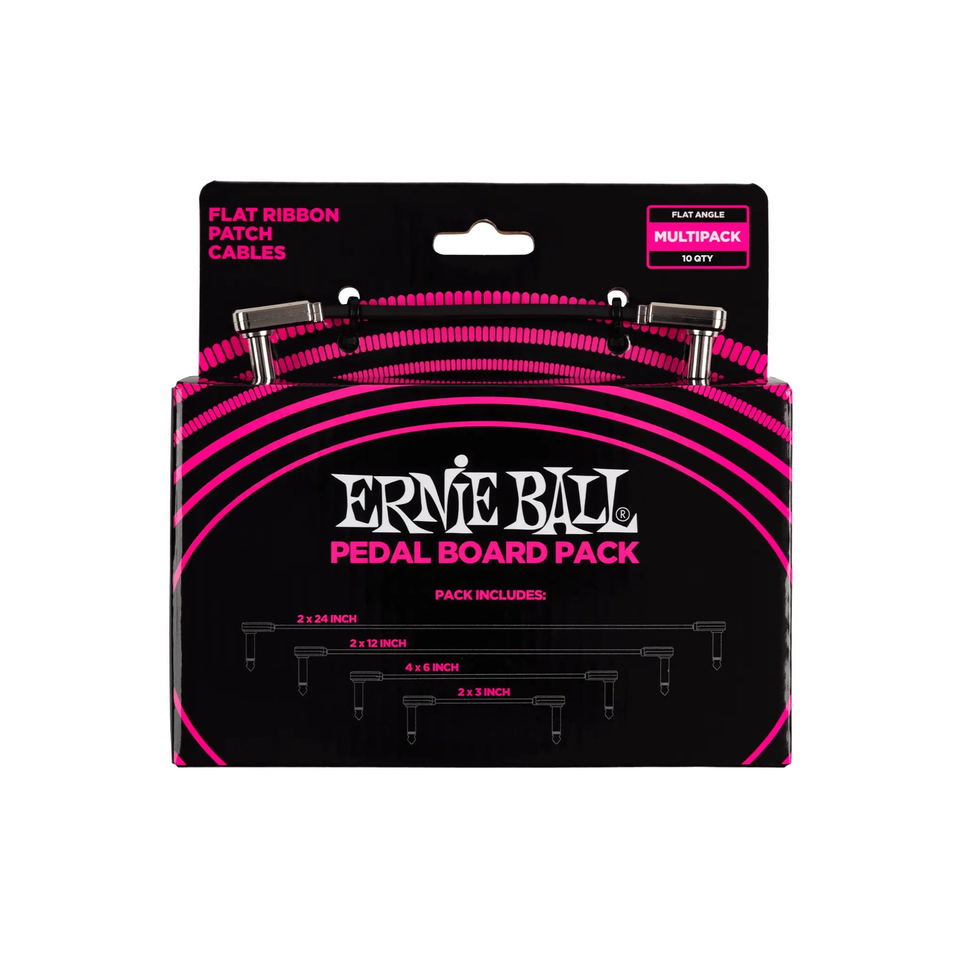 Flat Ribbon Patch Cables Pedalboard Multi-Pack - Black Guitar Accessories Ernie Ball Art of Guitar