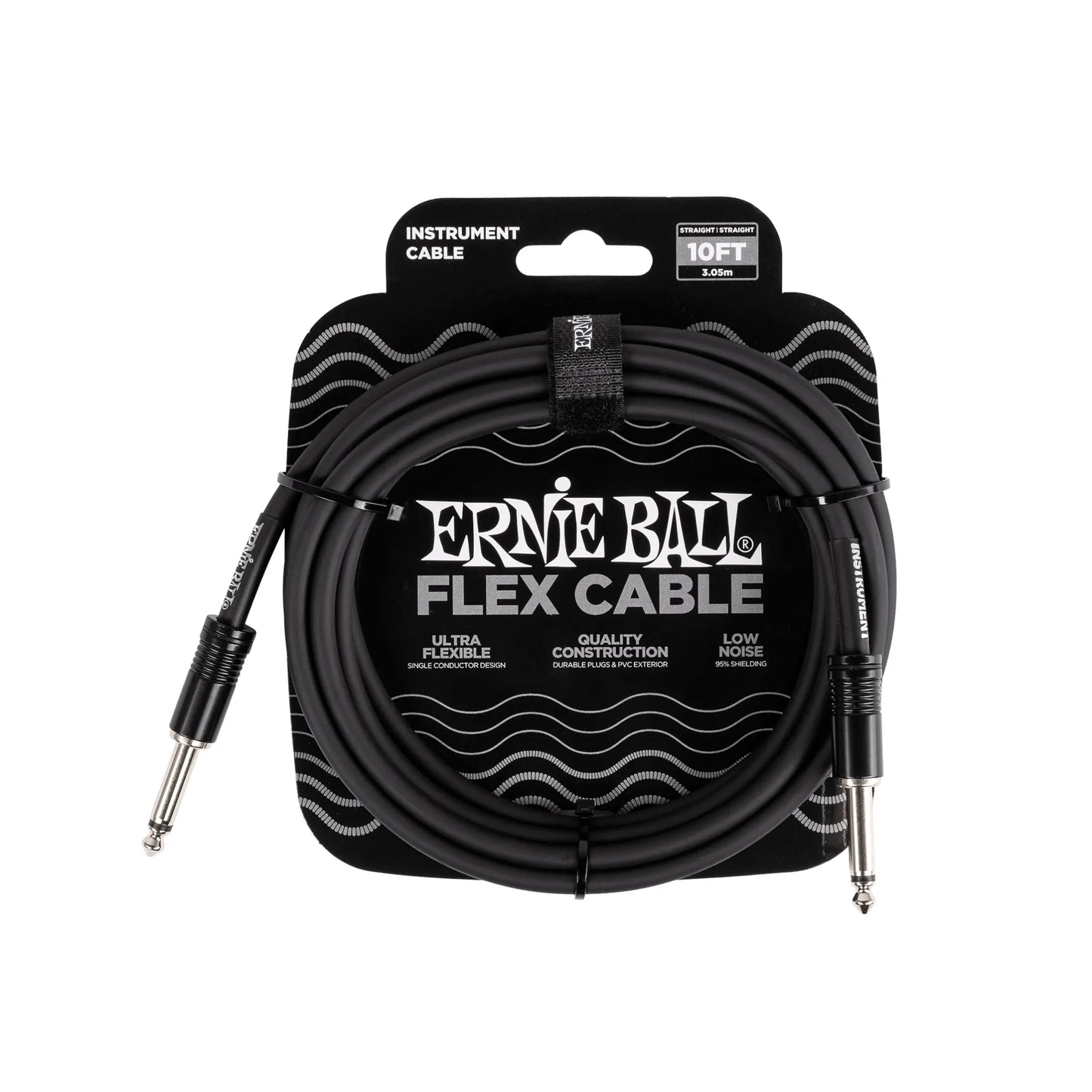 Flex Instrument Cable Straight/Straight 10ft - Black Guitar Accessories Ernie Ball Art of Guitar