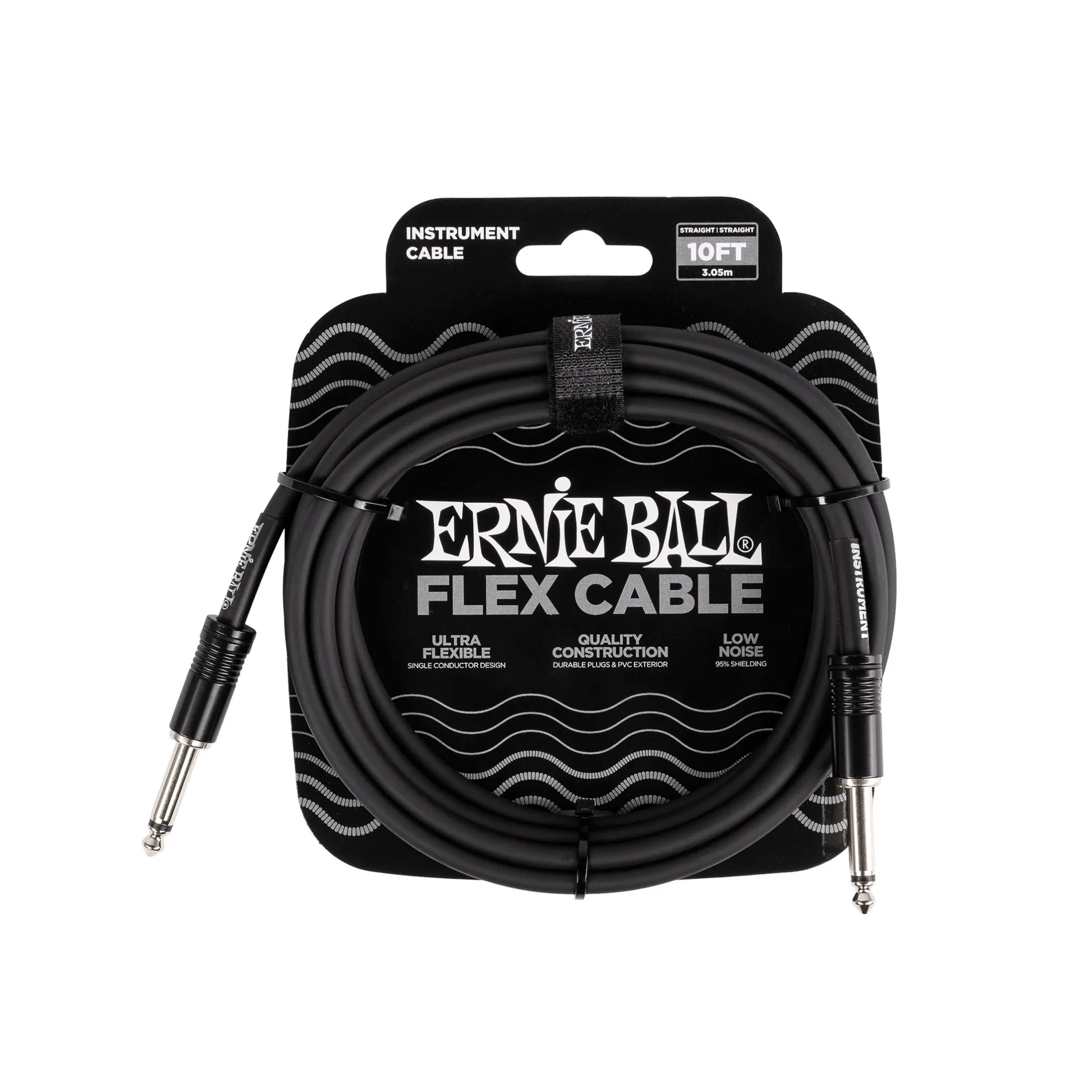 Flex Instrument Cable Straight/Straight 10ft - Black Guitar Accessories Ernie Ball Art of Guitar