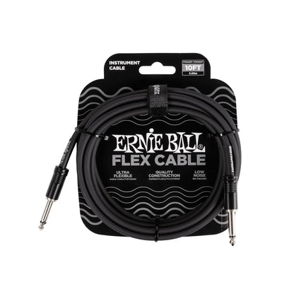 Flex Instrument Cable Straight/Straight 10ft - Black Guitar Accessories Ernie Ball Art of Guitar