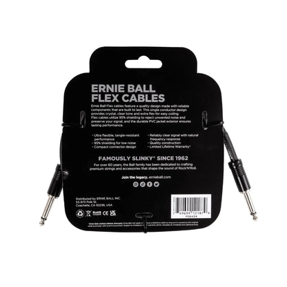 Flex Instrument Cable Straight/Straight 10ft - Black Guitar Accessories Ernie Ball Art of Guitar